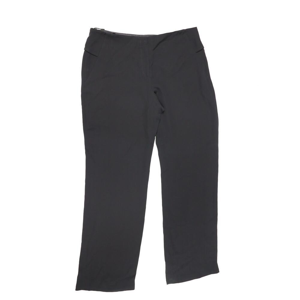 Quiet Luxury Giorgio Armani 100% Silk Wide Leg Black Pants Made Italy 50 US 14 - Picture 2 of 12